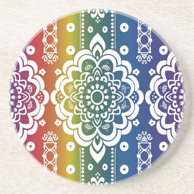 Porta copos do Rainbow Mehndi Pattern Sandstone (Frente)