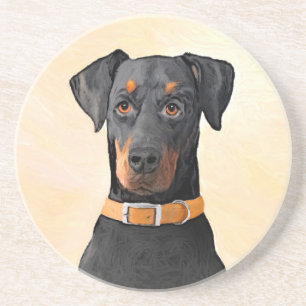 Porta-copos Doberman Pinscher Pintura Original Descortada