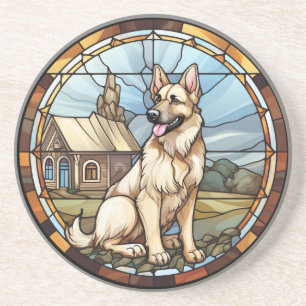 Porta-copos Doce Cão Pastor Alemão de Vidro Colorido