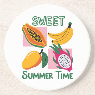 Porta-copos Doce Tempo de Verão Design Pop Art de Frutas Tropi