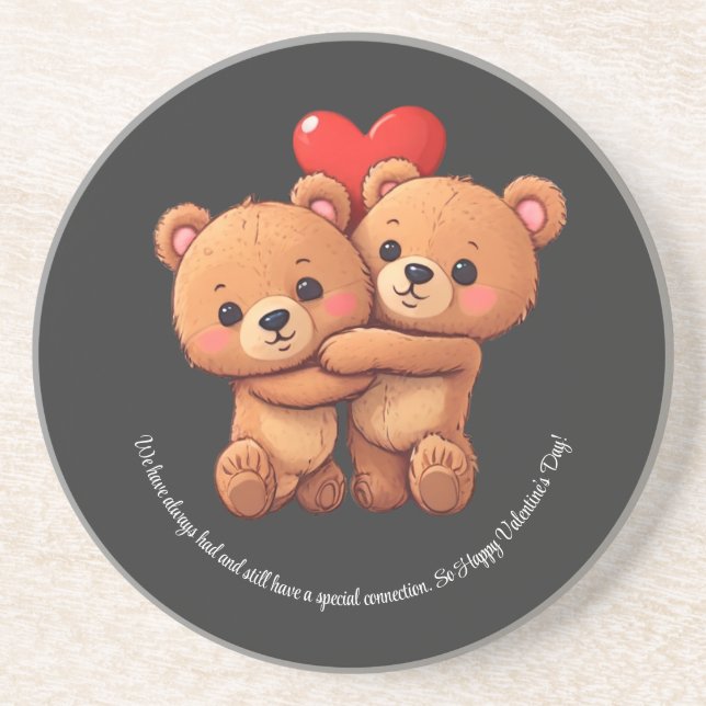 Porta-copos Dois desenhos animados abraçam. (Frente)