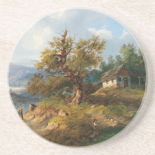 Porta-copos Dominik Schufried Uma Paisagem Montanhosa com... (Frente)