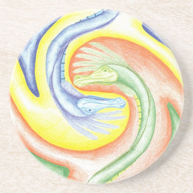 Porta copos dos dragões de Yin-Yang (Frente)
