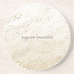 Porta-copos Dourada Leopard Print Khaki Cream Beige Watercolor