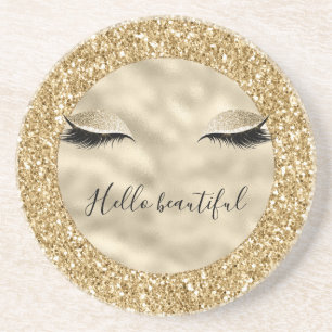 Porta-copos Dourado Glam Glitter Girly Eyelashes personalizado