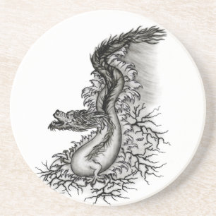 Porta-copos Dragão chinês, Design preto e branco em tatuostilo