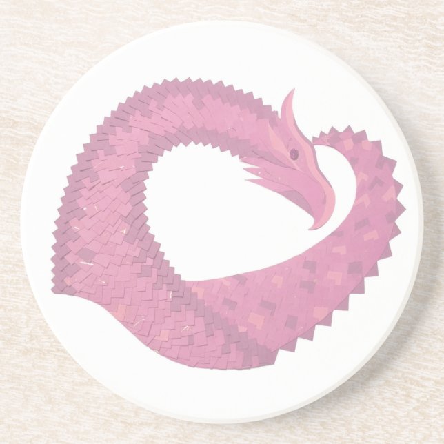 Porta-copos Dragão cor-de-rosa em branco (Frente)