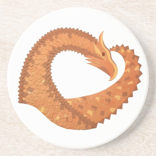 Porta-copos Dragão laranja queimado em branco (Frente)