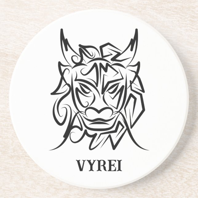 Porta-copos Dragão Tribal Negro e Branco (Frente)