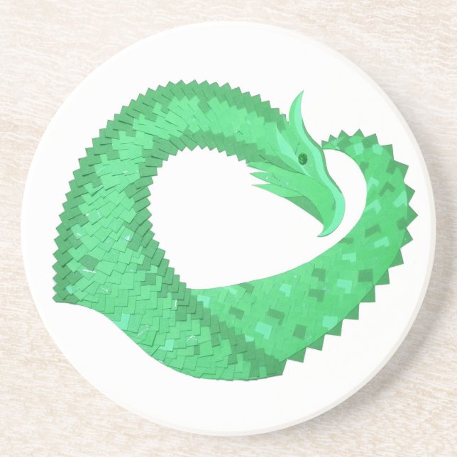 Porta-copos Dragão verde no branco (Frente)