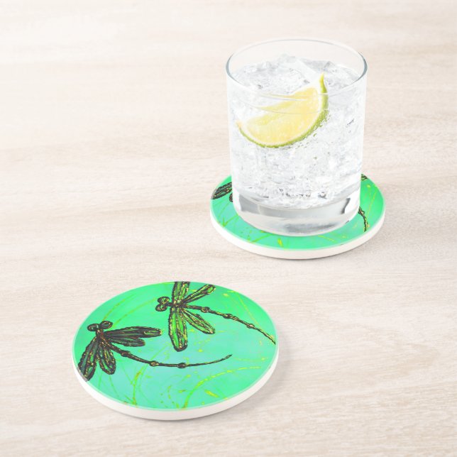 Porta-copos Dragonflies Grelha Verde Grelha Turquesa (Lateral)