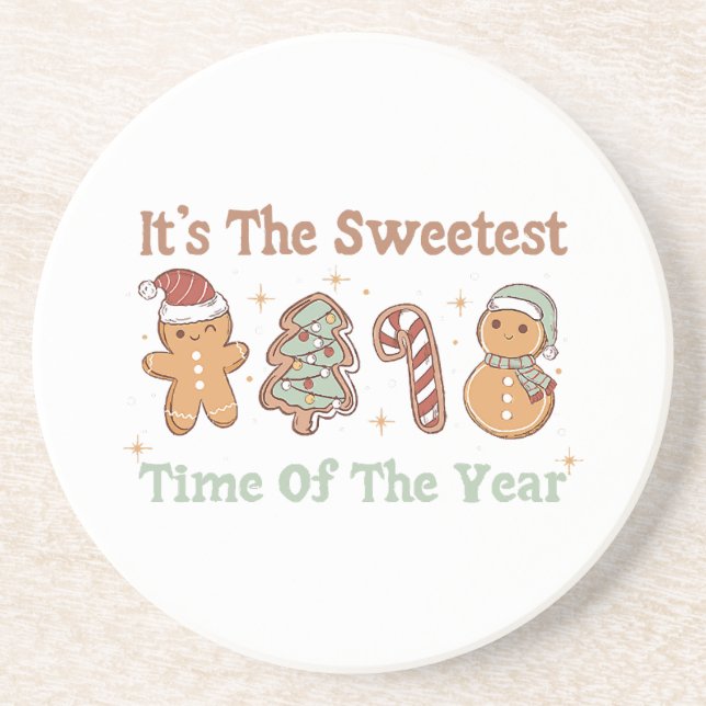 Porta-copos É a época mais doce do ano, doce Natal engraçado (Frente)