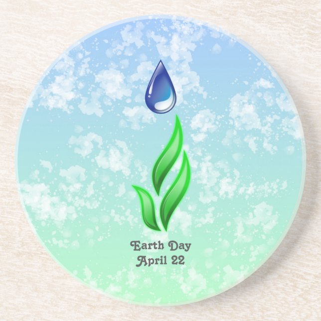 Porta-copos Earth Day Sandstone Coaster (Frente)