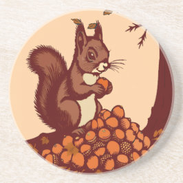 Porta-copos 🐿️ Écureuil d'Automne – Sous-Verre Absorbant