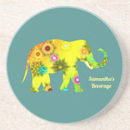 Porta-copos Elefante floral psicadélico personalizado