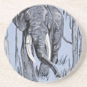 Porta-copos Elefante Passando Por Savana Florhada Em Azul