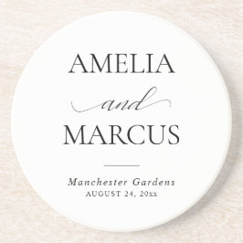 Porta-copos Elegant Classic Script Calligraphy Wedding