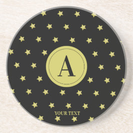 Porta-copos Elegant Gold & Black Star Pattern Monogram