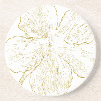 Porta-copos ​Elegant Golden Floral Abstract Line Art