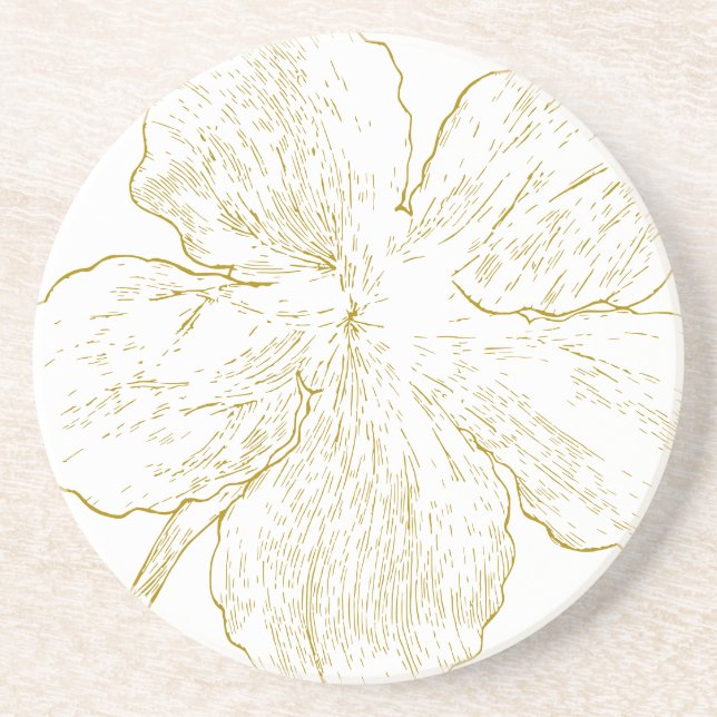 Porta-copos ​Elegant Golden Floral Abstract Line Art (Frente)