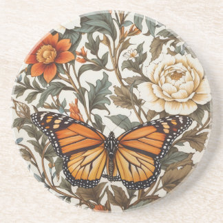 Porta-copos Elegant Monarch Butterfly William Morris Inspired 