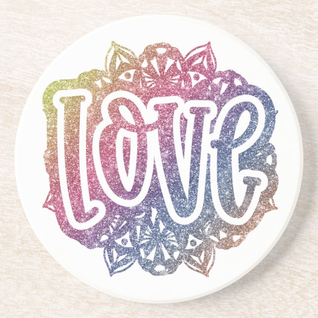 Porta-copos Elegante Amor Citado Glitter Sparkle Romance (Frente)