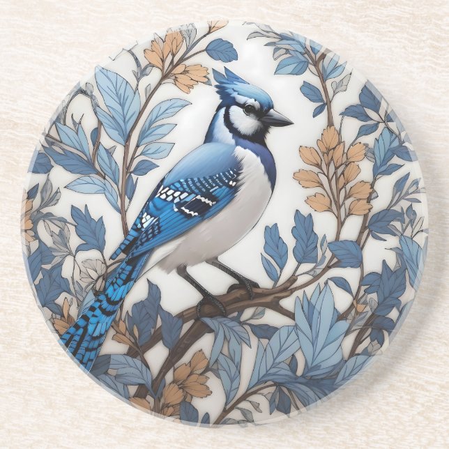 Porta-copos Elegante Blue Jay William Morris Inspirou (Frente)