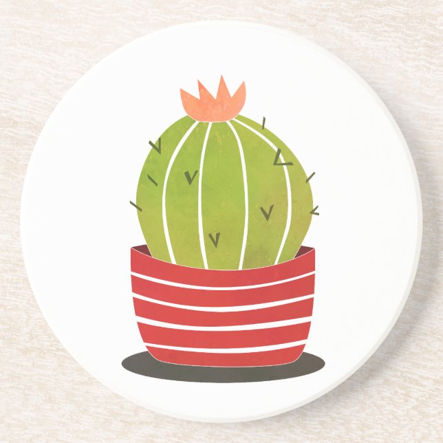 Porta-copos ELEGANTE Cactus num poster de arte mínimo pote (Frente)