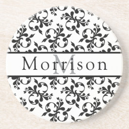 Porta-copos Elegante Cor damasco de francês preto e branco