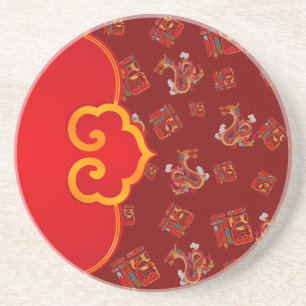 Porta-copos Elegante Dragão Vermelho Chinês de Ano Novo Símbol