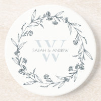 Elegante Floral Laurel Wreath Monograma Casamento