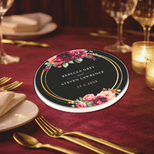 Porta-copos Elegante floral vermelho preto sombrio Casamento r