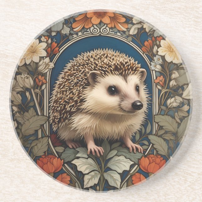 Porta-copos Elegante Hedgehog William Morris Inspirou (Frente)