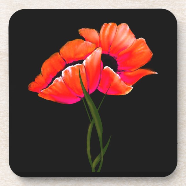 Porta copos Elegante Laranja Poppies (Frente)