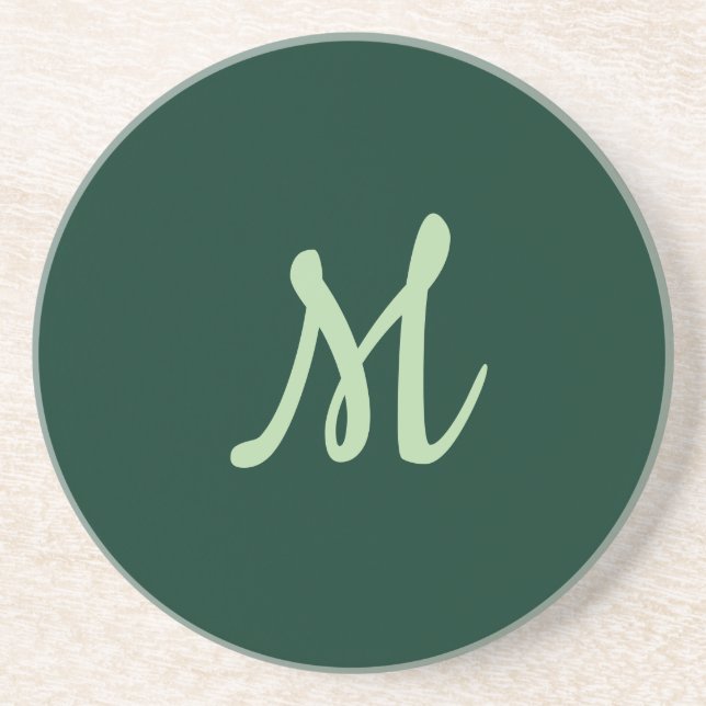 Porta-copos Elegante Moderno Nome Próprio Monograma Verde Escu (Frente)