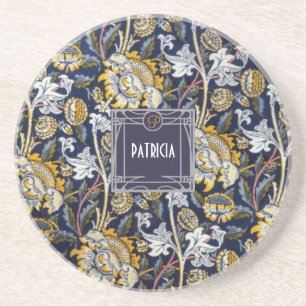 Porta-copos Elegante Monograma Nome Floral William Morris