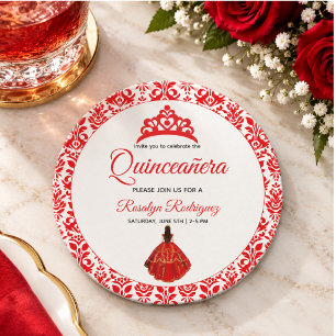Porta-copos Elegante Quinceañera Real Vermelha
