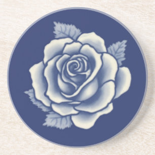 Porta-copos Elegante Romântico Chic Flor de Rosa Damasco Azul