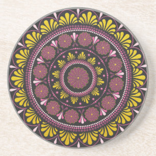 Porta-copos Elegante rosa Dourado Mandala, Boho Zen Dot Art Fl