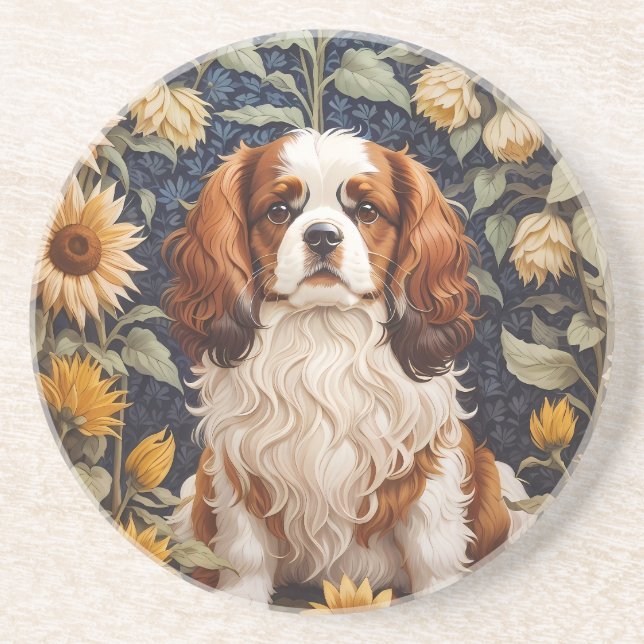 Porta-copos Elegante Sunflower Cavalier King Charles Spaniel (Frente)