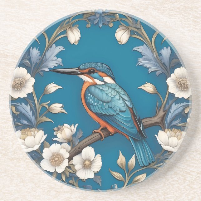 Porta-copos Elegante Turquoise Kingfisher Floral (Frente)