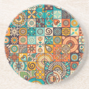 Porta-copos Elementos Decorativos: Padrão Vintage Desenhado à
