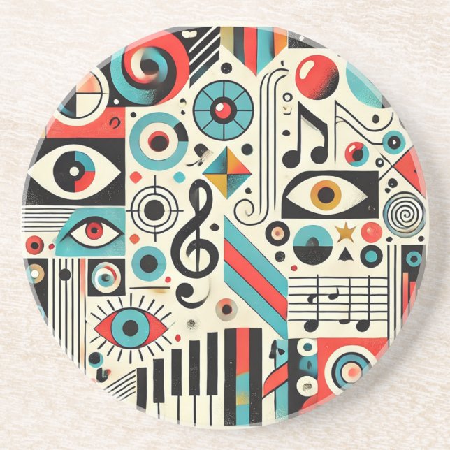 Porta-copos Elementos Musicais e Artísticos (Frente)