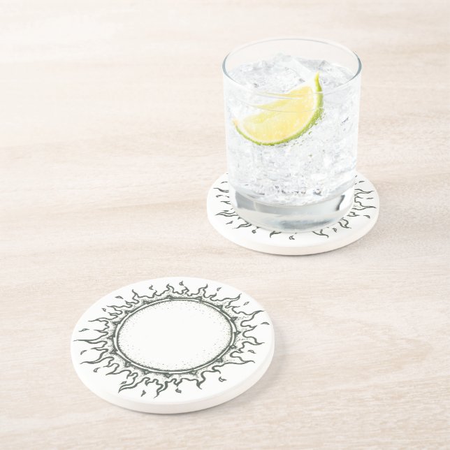 Porta-copos Em torno do Sun - desenho preto e branco (Lateral)