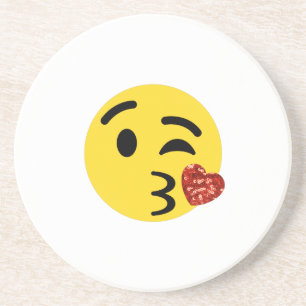 Porta-copos emoji de beijo brilhante