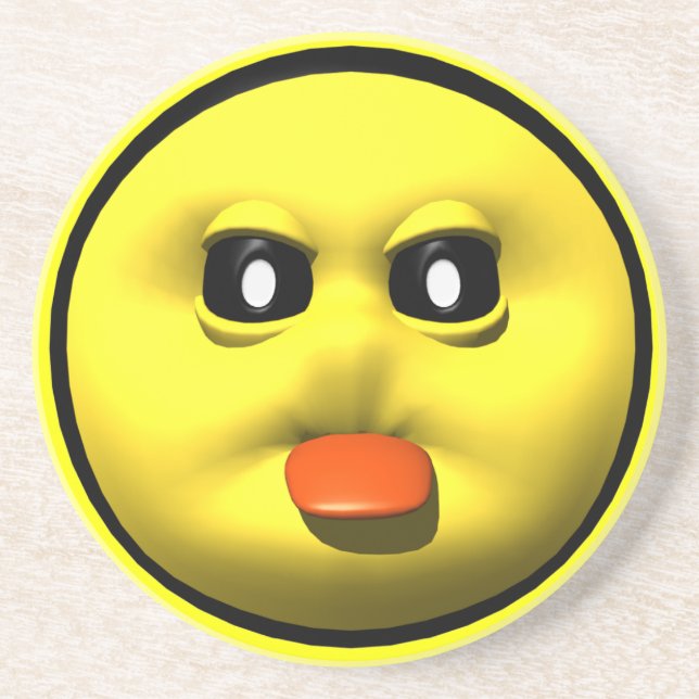 Porta copos engraçada da bebida do arenito da cara (Frente)