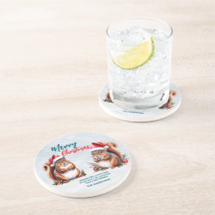 Porta-copos esquilo gorducho Santa Chapéu Feliz Neve de Natal