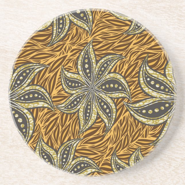 Porta-copos Estilo de Batik Floral Abstrato africano (Frente)