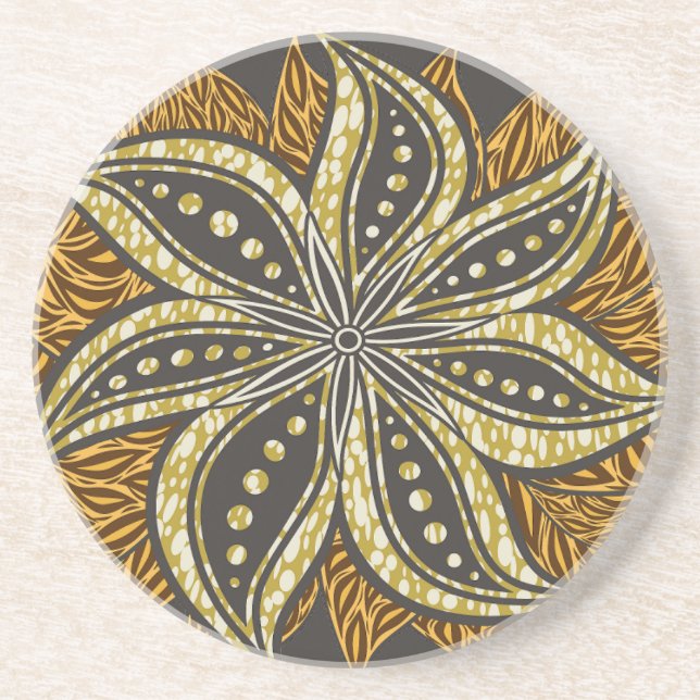 Porta-copos Estilo de Batik Floral Abstrato africano (Frente)
