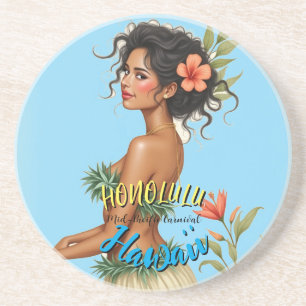 Porta-copos Estilo Vintage Viagem Honolulu Hula Girl Havaiana